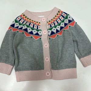 Hanna Andersson fair isle cotton cardigan sweater size 70